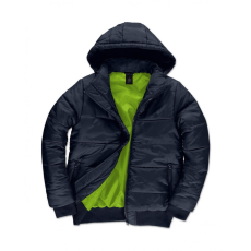 B and C Férfi kapucnis hosszú ujjú kabát B and C Superhood/men Jacket 2XL, Sötétkék/Neon Zöld