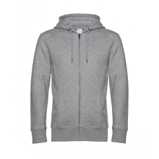B and C Férfi kapucnis hosszú ujjú pulóver B and C KING Zipped Hooded XS, Heather szürke