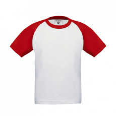 B and C Gyerek rövid ujjú póló B and C Base-Ball/kids T-Shirt 3/4 (98/104), Fehér/Piros