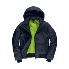 B and C Női kapucnis hosszú ujjú kabát B and C Superhood/women Jacket 2XL, Sötétkék/Neon Zöld női dzseki, kabát