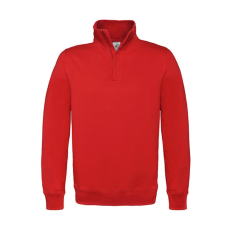 B and C Uniszex pulóver hosszú ujjú B&C 1/4 Zip Sweat - WUI22 - M, Piros