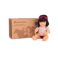 Baba fekete hajjal 38 cm-es ruhában , MINILAND ML31219 baba