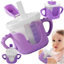 Baba ivópohár 300 ml, szilikon fogantyúval és szívószállal, cseppmentes itatópohár