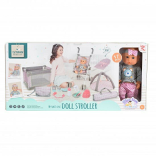 BABA játékszett 36 cmes LÁNY babával delux playset SZÜRKE baba