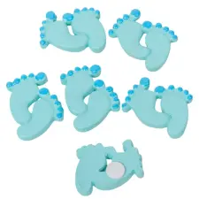  Baba lábnyom öntapadós kék poly 3,2cm 6db-os dekorációs kellék