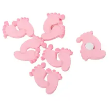 Baba lábnyom öntapadós rózsaszín poly 3,2cm 6db-os dekorációs kellék