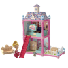  Babaház, 72 db, 2 szintes, lépcső, baba, kiskutya, terasz, bútor, rózsaszín mix, 556-56 modell, PROMERCO®