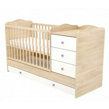 Babastar Comfort Kombinált 3 fiókos gyermekágy Borostyán-fehér kiságy, babaágy