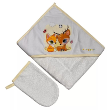 Babastar Frottir fürdőlepedő, fürdetőkesztyűvel 80*80 cm - Őzike és Róka babatörülköző, kifogó