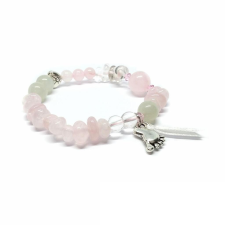  Babaváró – rózsakvarc, hegyikristály, holdkő ásvány karkötő karkötő