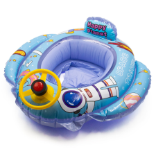  Baby Boat – felfújható beülős úszógumi, 65x20 cm – kék, kormányos, űrhajós úszógumi, karúszó