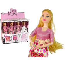 Baby Doll terhes rózsaszín ruhás virágokkal 15735 baba
