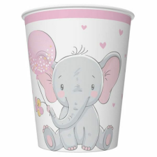 Baby elefántos papírpohár - 250 ml 8 darabos - rózsaszín party kellék