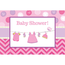 Baby Girl Shower meghívó 8 db-os party kellék