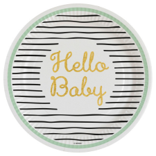 Baby Hello Baby Gold papírtányér 8 db-os 23 cm party kellék