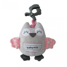 BABY MIX Fejlesztő zenélő plüss játék Baby Mix csipesszel bagoly rózsaszín plüssfigura