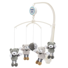 BABY MIX zenélõ-forgó kis maci szürke bébijáték kiságyra
