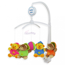 Baby Mix Zenélő-forgó mackó kapucniban bébijáték kiságyra