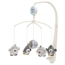 BABY MIX zenélő-forgó vakondok szürke bébijáték kiságyra