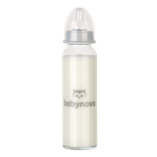 Baby-Nova üveg cumisüveg 240 ml 0-24hó szilikon cumival M-es cumisüveg