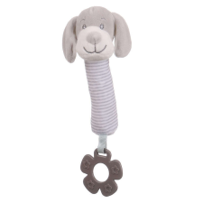  Baby plüss csörgő - szürke kutyus - 20cm plüssfigura
