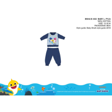  Baby Shark baba pizsama - jersey pamut pizsama - sötétkék - 86