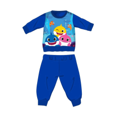  Baby Shark téli pamut baba pizsama - interlock pizsama - középkék - 98