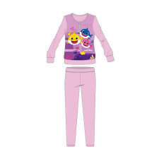  Baby Shark téli pamut gyerek pizsama - interlock pizsama - világosrózsaszín - 98 gyerek hálóing, pizsama