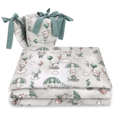 Baby Shop 3 részes ágynemű garnitúra - szürke/zöld lufis állatok babaágynemű, babapléd