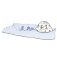 Baby Shop kapucnis fürdőlepedő 100*100 cm - Dinó kék babatörülköző, kifogó