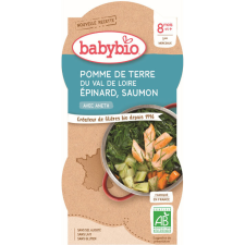 BABYBIO Menu krumpli és spenót lazaccal és rizzsel 2x 200 g bébiétel