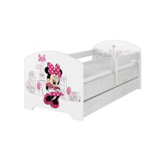 Babyboo Disney Minnie egeres Ágy 140 X 70 leesés gátlós AJÁNDÉK MATRACCAL, ágyneműtartóval gyermekbútor