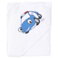 BABYBRUIN Kapucnis frottír fürdőlepedő, kifogó 75x90 cm- Autós fehér Nr2 babatörülköző, kifogó