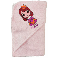 BABYBRUIN Kapucnis frottír fürdőlepedő, kifogó 75x90 cm - Hercegnő rózsaszín babatörülköző, kifogó