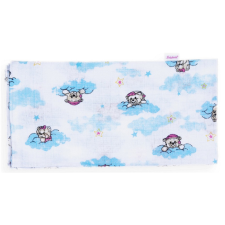 BABYBRUIN Mintás Cseh textil pelenka, textilpelenka fehér 70x70 cm - Kék felhős maci mosható pelenka
