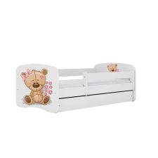 Babydreams ágy, fehér mackó, virágok, fiók nélkül, matrac nélkül, 140/70 gyermekágy