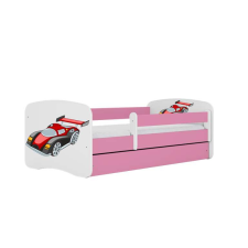 Babydreams ágy, rózsaszín versenyautó, fiókkal, matrac nélkül, 180/80 gyermekágy