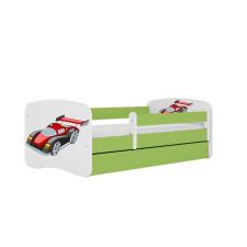 Babydreams ágy, zöld versenyautó, fiók nélkül, kókusz matrac 160/80 gyermekágy