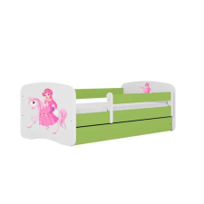 Babydreams Babydreams zöld hercegnős ágy lovon fiókos, kókusz matrac 160/80 gyermekágy