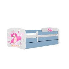 Babydreams kék tündérágy pillangókkal, fiókos latex matrac 160/80 gyermekágy
