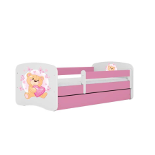 Babydreams rózsaszín mackó pillangós ágy fiók nélkül, matrac 160/80 gyermekágy