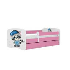  Babydreams rózsaszín mosómedve ágy fiókkal, latex matraccal 140/70 gyermekágy
