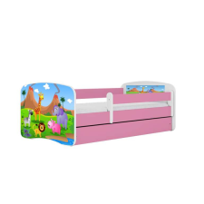 Babydreams rózsaszín szafari ágy fiókkal, kókusz matrac 160/80 gyermekágy