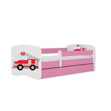 Babydreams rózsaszín tűzoltó ágy fiókos latex matrac 140/70 gyermekágy