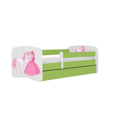 Babydreams zöld hercegnős lóágy fiók nélkül, kókusz matrac 160/80 gyermekágy