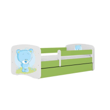  Babydreams zöld kék mackóágy fiók nélkül, latex matrac 140/70 gyermekágy