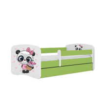 Babydreams zöld panda ágy fiókkal, kókusz matrac 140/70 gyermekágy