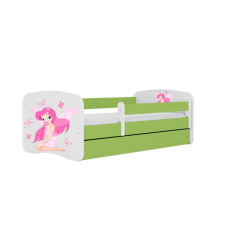Babydreams zöld tündérágy pillangókkal, fiókos latex matrac 180/80 gyermekágy