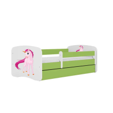 Babydreams zöld unikornis ágy fiók nélkül, latex matrac 160/80 gyermekágy