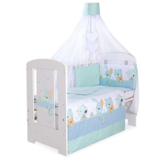 BabyLion Prémium 5 részes Ágynemű szett szúnyóghálóval - Macik #kék babaágynemű, babapléd